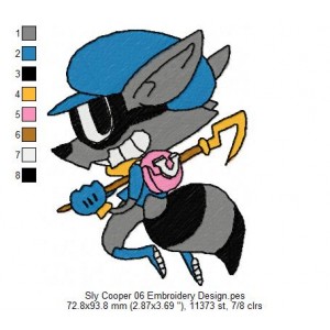 Sly Cooper 06 Embroidery Design
